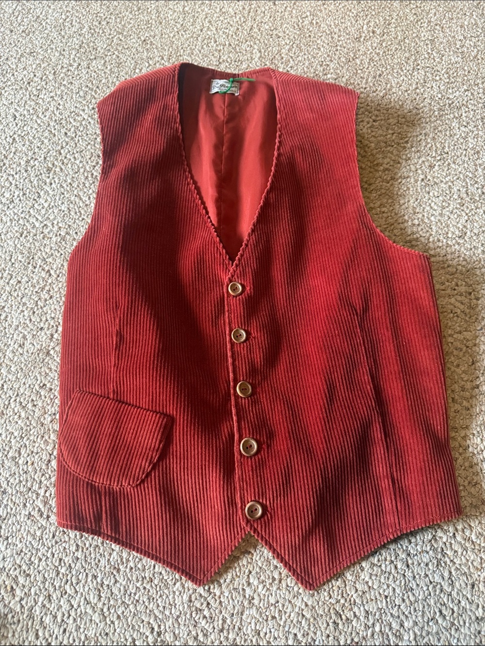 Vintage Red Corduroy Button Front Vest